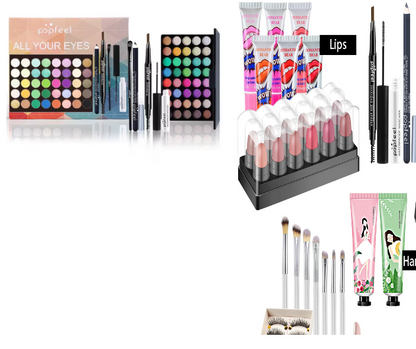 POPFEEL All-in-One Makeup Kit Gift Set with Eyeshadow Palette Foundation Lip Gloss Blush Brushes Eyeliner and More Beauty Gifts