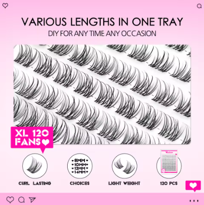 WOSHEER Lash Clusters Kit Wispy Natural Cluster Eyelash Extension Kit DIY Lash Extension Kit 8-14MM Eyelash Clusters Individual