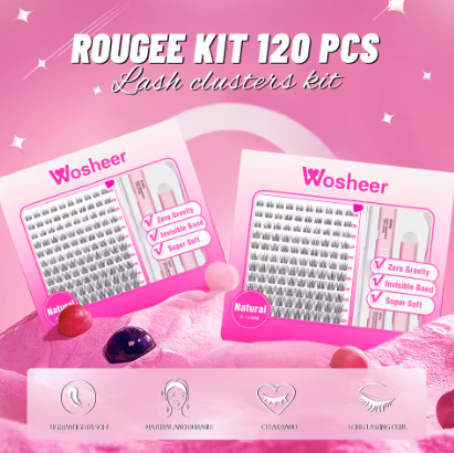 WOSHEER Lash Clusters Kit Wispy Natural Cluster Eyelash Extension Kit DIY Lash Extension Kit 8-14MM Eyelash Clusters Individual