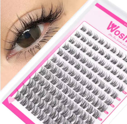 WOSHEER Lash Clusters Kit Wispy Natural Cluster Eyelash Extension Kit DIY Lash Extension Kit 8-14MM Eyelash Clusters Individual