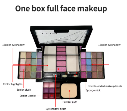 TYA Makeup set 46 colors Pearl eye shadow Powder puff Powder blusher Lip gloss set combination T6145