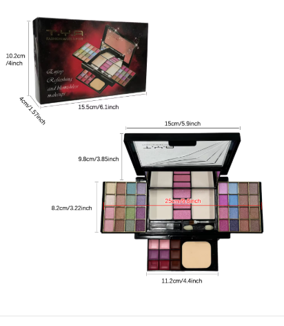 TYA Makeup set 46 colors Pearl eye shadow Powder puff Powder blusher Lip gloss set combination T6145