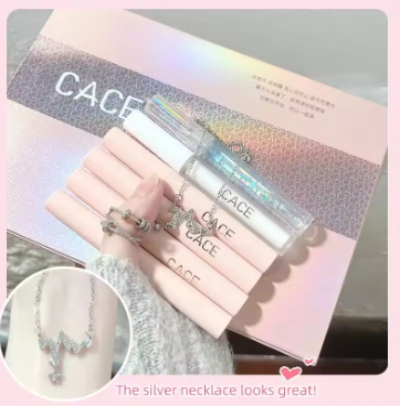 CACE Matte Liquid Lipstick Makeup Sets 4 Colors Lipgloss And 1pc Transparent Lipgloss And 1pc Lip Balm Plumper And Necklace Gift