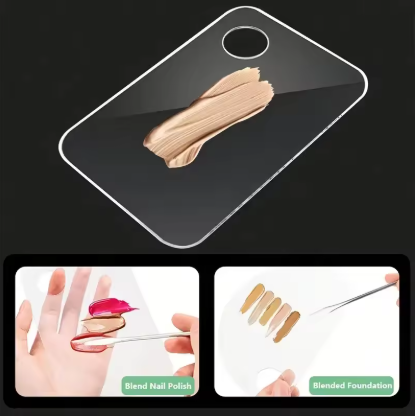 Acrylic Foundation Art Palette Square Heart-Shaped Cosmetic Liquid Mixing Plate Portable Makeup Blending Tool for Travel Daily