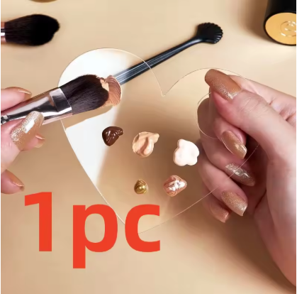 Acrylic Foundation Art Palette Square Heart-Shaped Cosmetic Liquid Mixing Plate Portable Makeup Blending Tool for Travel Daily