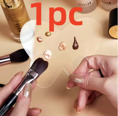Acrylic Foundation Art Palette Square Heart-Shaped Cosmetic Liquid Mixing Plate Portable Makeup Blending Tool for Travel Daily