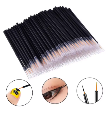 50pcs Disposable Nail Art Brush Eyeliner Eyelash Makeup Tools for Manicure & Eye Makeup